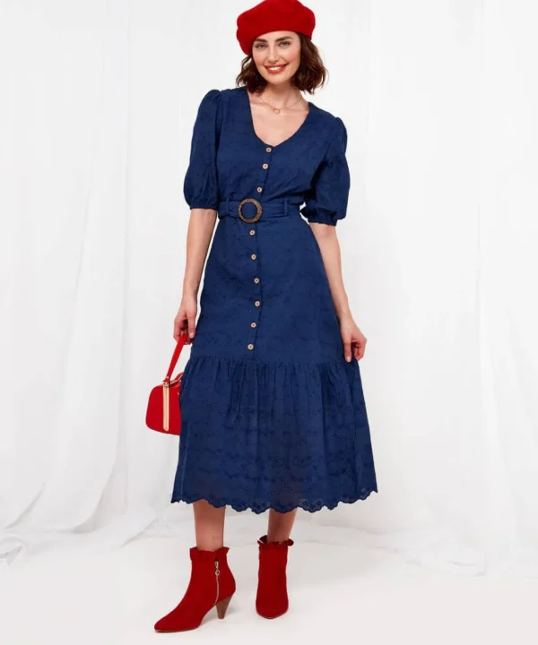 Sale Dresses | Women's Joe Browns Molly Broderie Belted Dress Navy
