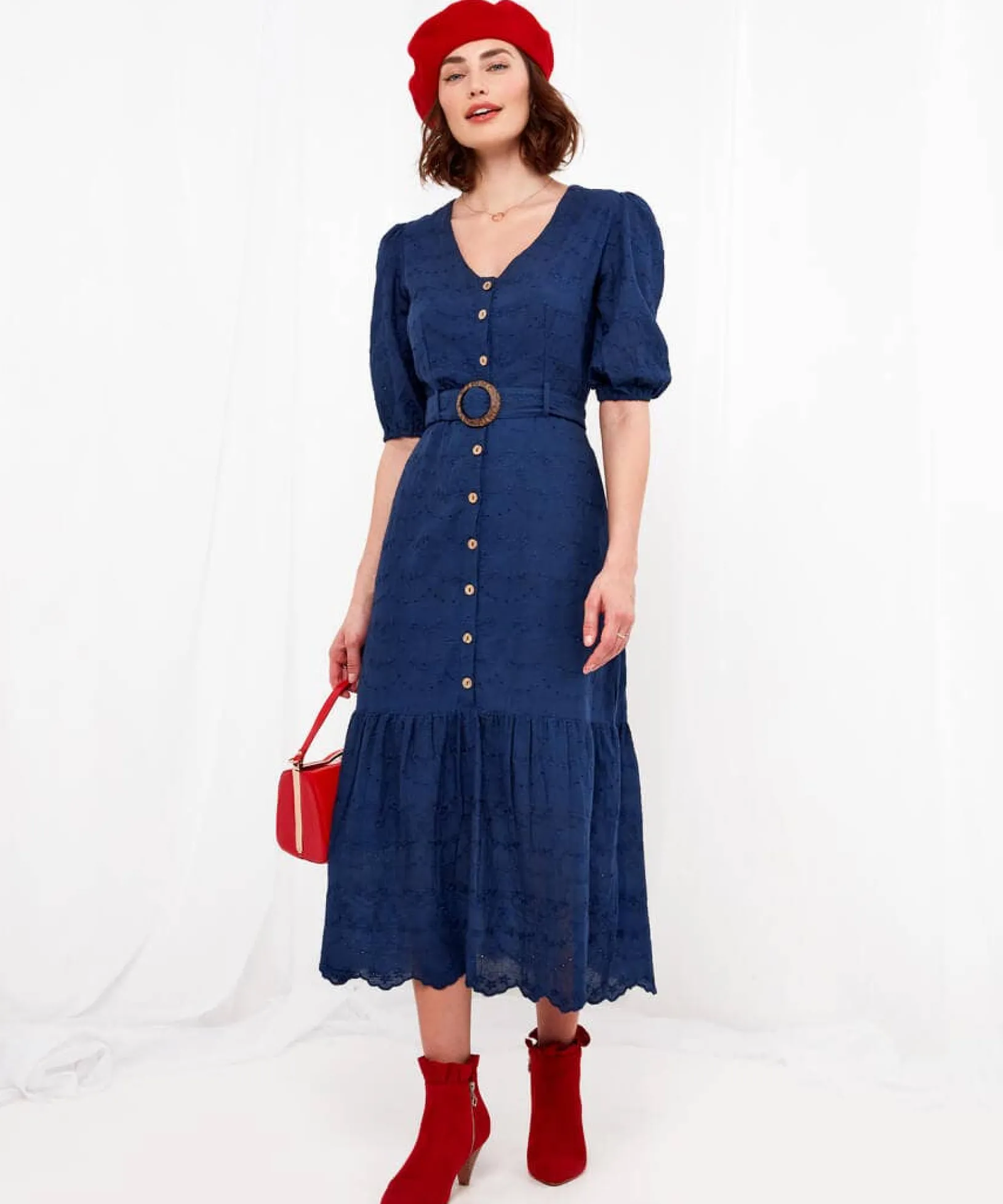 molly_broderie_belted_dre_3.webp Sale Dresses | Women's Joe Browns Molly Broderie Belted Dress Navy