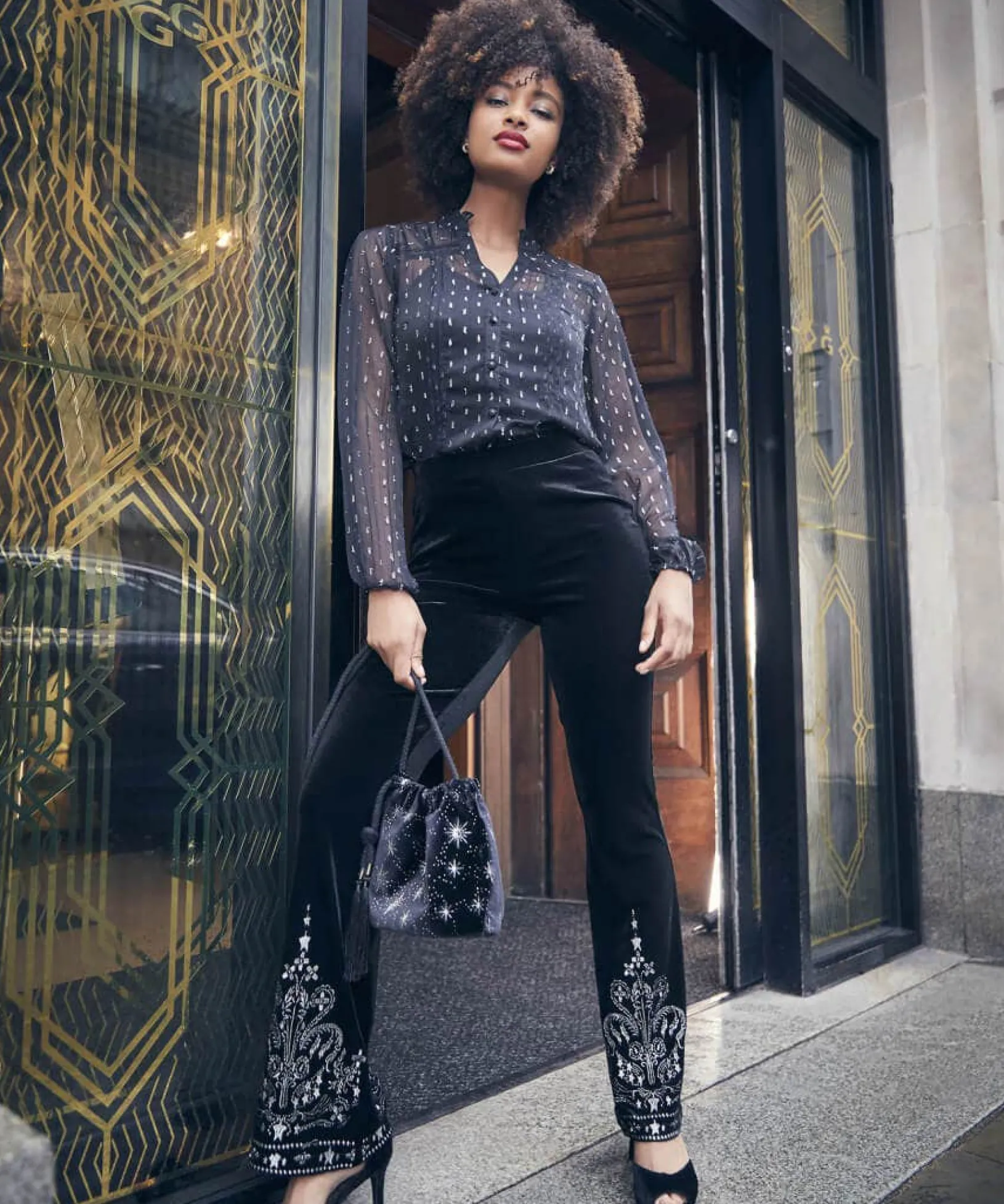 night_star_velvet_bag_1.webp Gifts | Handbags & Purses | Accessories & Jewellery | Sale Handbags & Purses | Women's | Women's | Women's | Women's Joe Browns Night Star Velvet Bag Black Multi