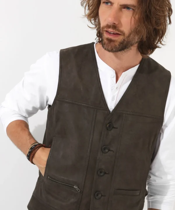 Shop Men's Collection | Leather Jackets | Top Picks | Men，s Joe Browns No Limits Leather Waistcoat Brown