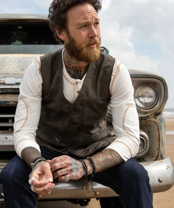 Shop Men's Collection | Leather Jackets | Top Picks | Men，s Joe Browns No Limits Leather Waistcoat Brown