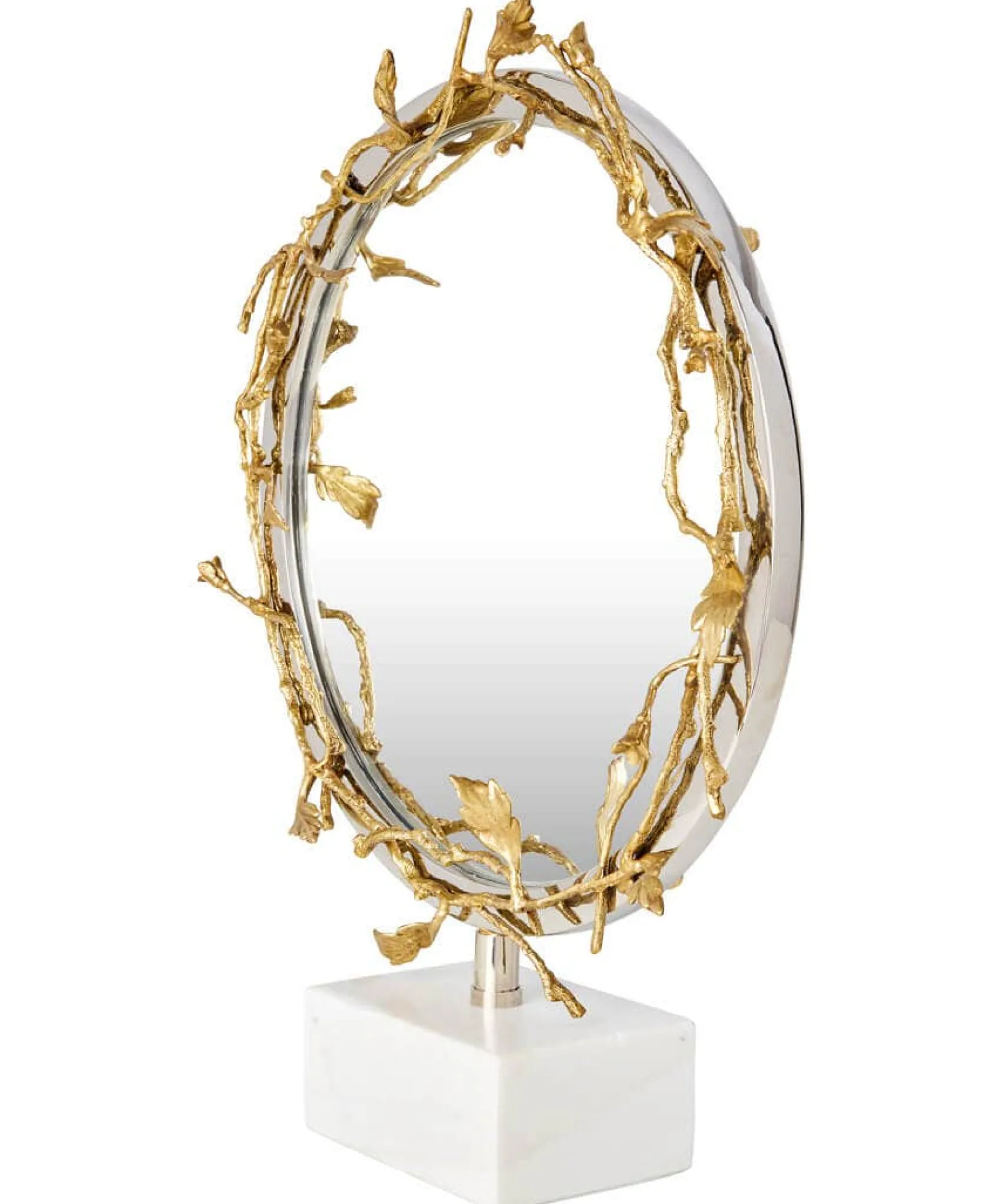 nouveau_brass_table_mirro_2.webp Living Room | Nouveau Reflections | Mirrors | Home Accessories | Gifts | Home | Home | Home | Home | Women's Joe Browns Nouveau Brass Table Mirror With Stone Base Gold