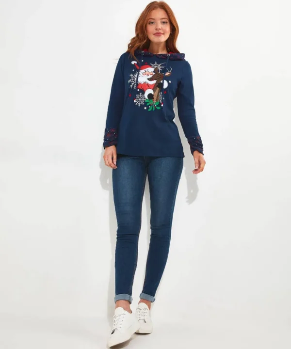 Shop Women's Collection | Tops, Tunics & Blouses | Half Price Christmas Styles | Sale Tops, Tunics & Blouses | Top Picks | Women's | Women's | Women's Joe Browns Novelty Sweat Navy