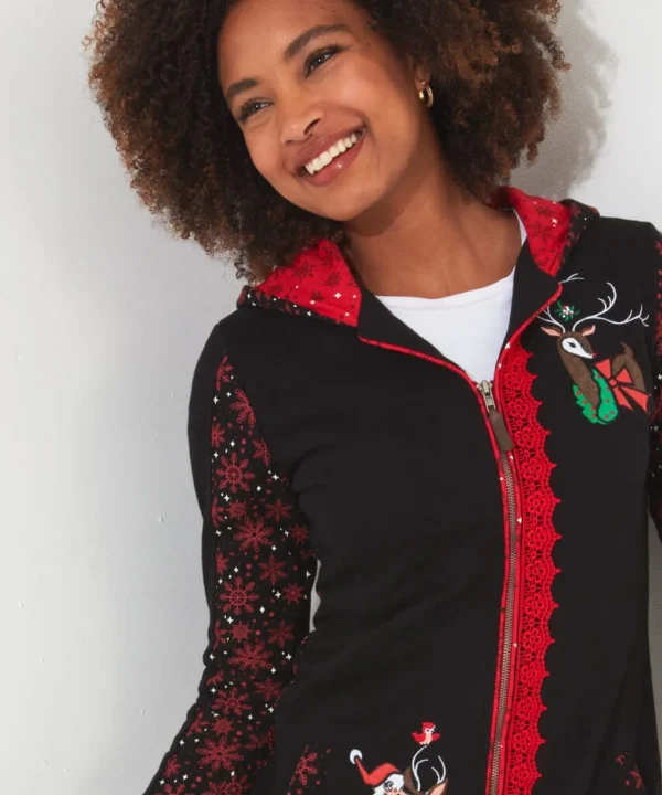 Shop Women's Collection | Occasion Outfits | Tops, Tunics & Blouses | Half Price Christmas Styles | Sale Tops, Tunics & Blouses | Top Picks | Top Picks | Women's | Women's | Women's Joe Browns Novelty Zip Sweat Black