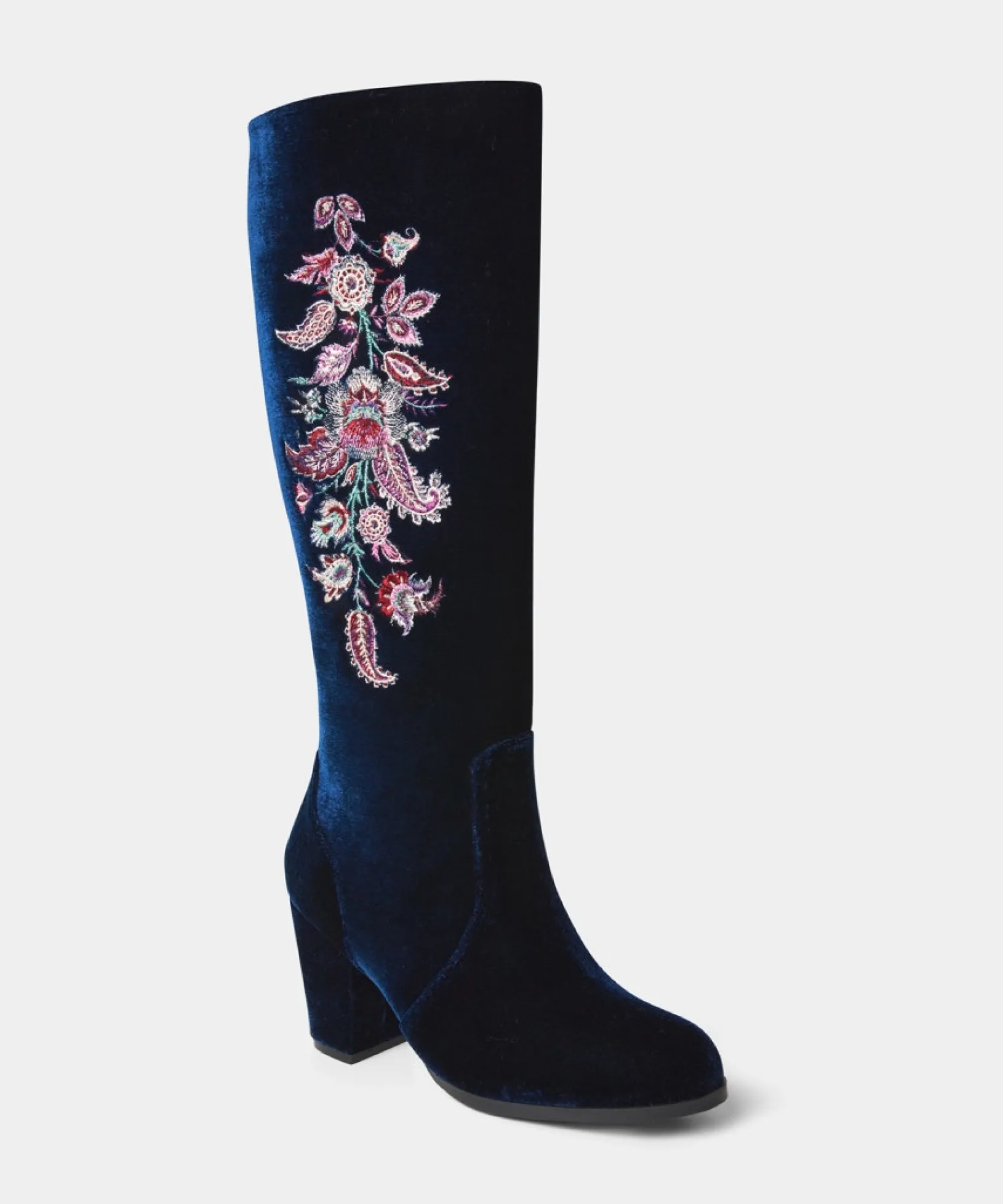 opulence_embroidered_velv_2.webp Knee High Boots | Party Footwear | Boots & Shoes | Sale Boots & Shoes | Top Picks | Top Picks | Women's | Women's Joe Browns Opulence Embroidered Velvet Boots Navy Multi