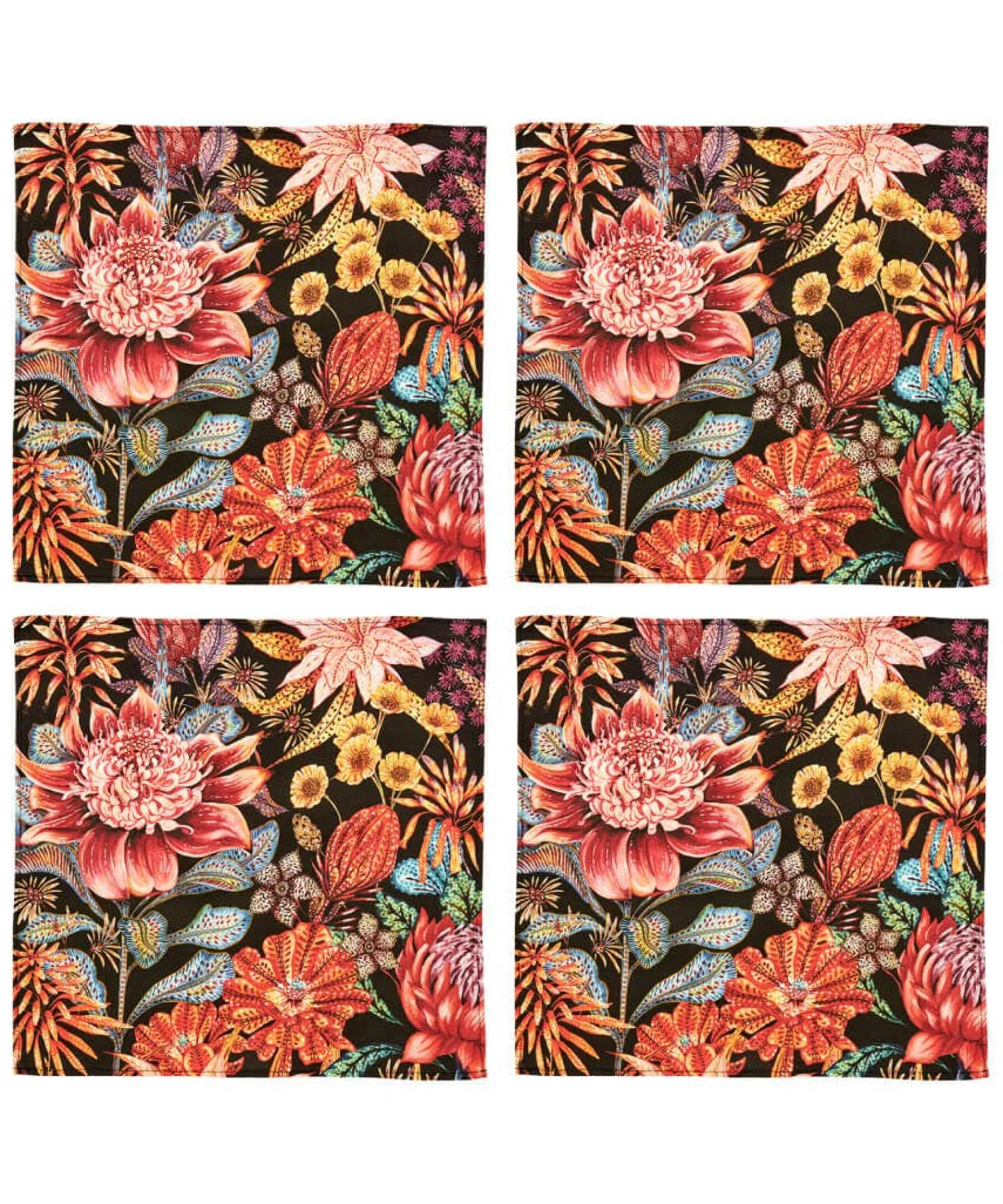 pack_of__fantastically_fl_1.webp Endless Sunsets | Floral Décor | Nature Décor | Kitchen | Home | Home | Home | Home Joe Browns Pack Of 4 Fantastically Floral Cotton Napkins Black