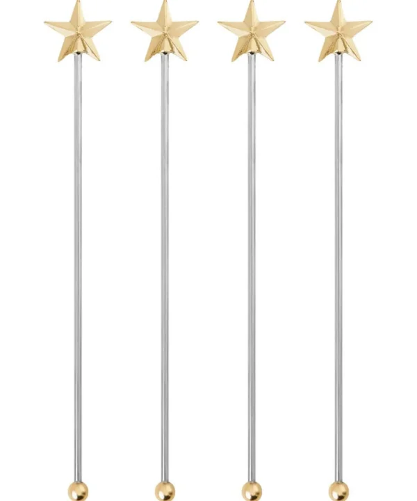 Christmas Accessories & Decorations | Kitchen | Gifts | Home | Home | Women's Joe Browns Pack Of 4 Star Drinks Stirrers Gold