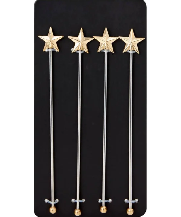 Christmas Accessories & Decorations | Kitchen | Gifts | Home | Home | Women's Joe Browns Pack Of 4 Star Drinks Stirrers Gold