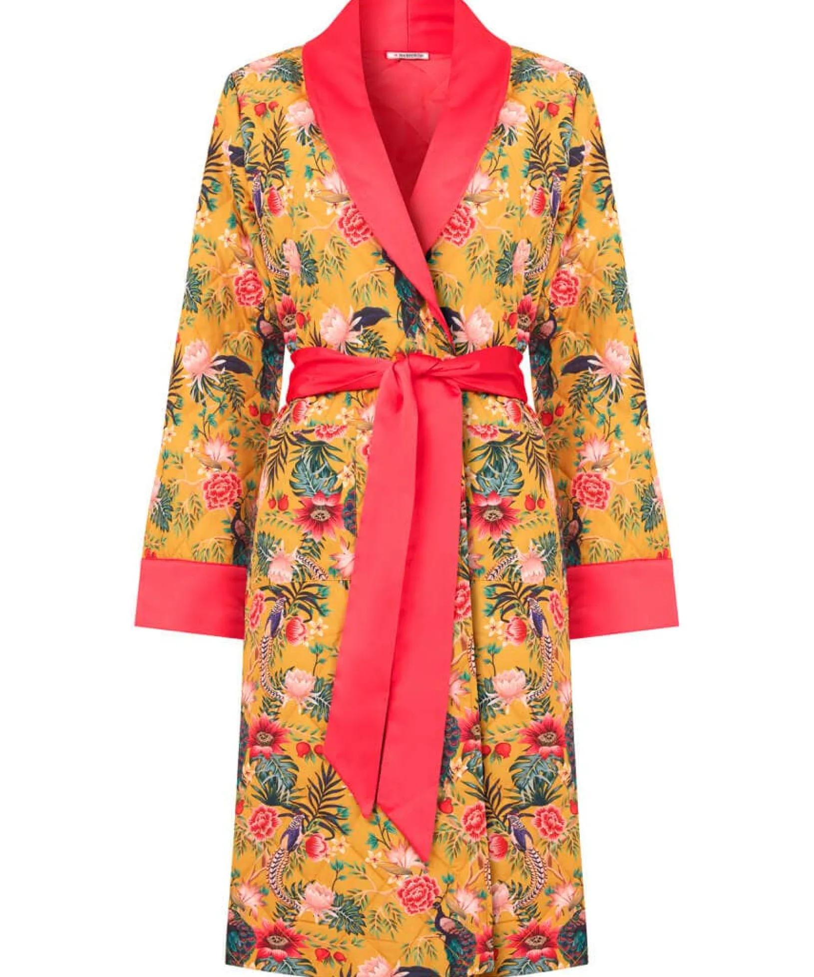 peacock_print_dressing_go_1.webp Pyjamas & Loungewear | Gifts | Sale Pyjamas & Loungewear | Women's | Women's | Women's Joe Browns Peacock Print Dressing Gown Gold