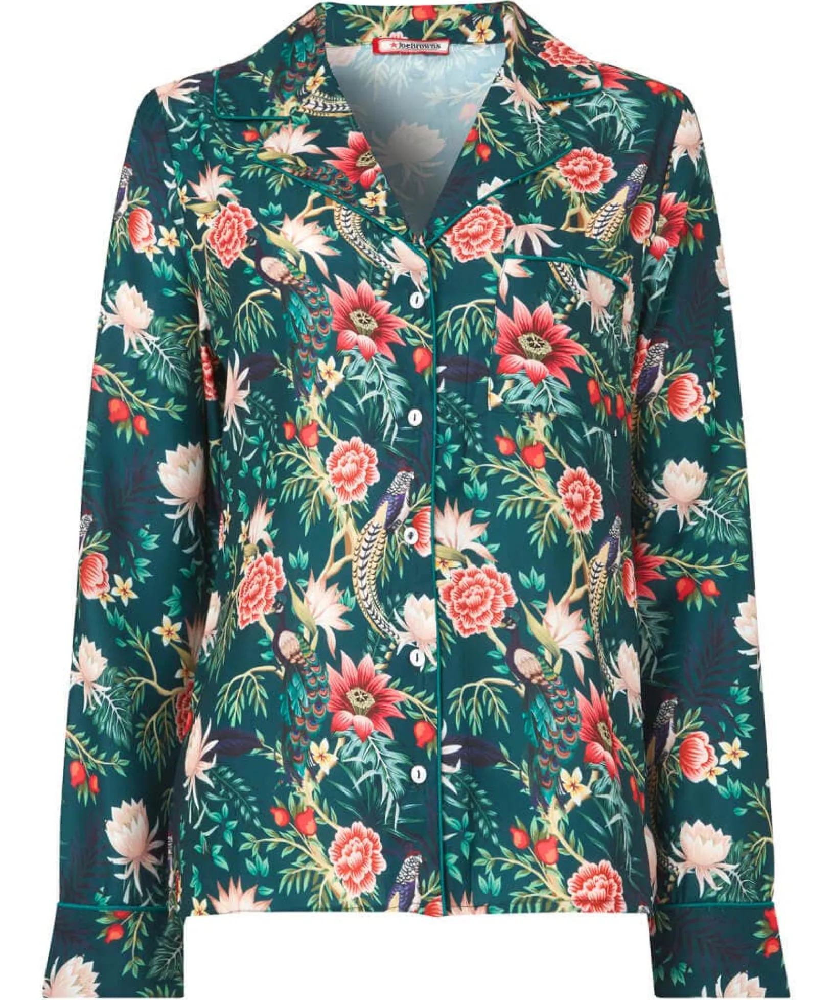 peacock_print_pyjama_top_1.webp Pyjamas & Loungewear | Gifts | Sale Pyjamas & Loungewear | Sale Tops, Tunics & Blouses | Women's | Women's | Women's | Women's Joe Browns Print Pyjama Top Peacock