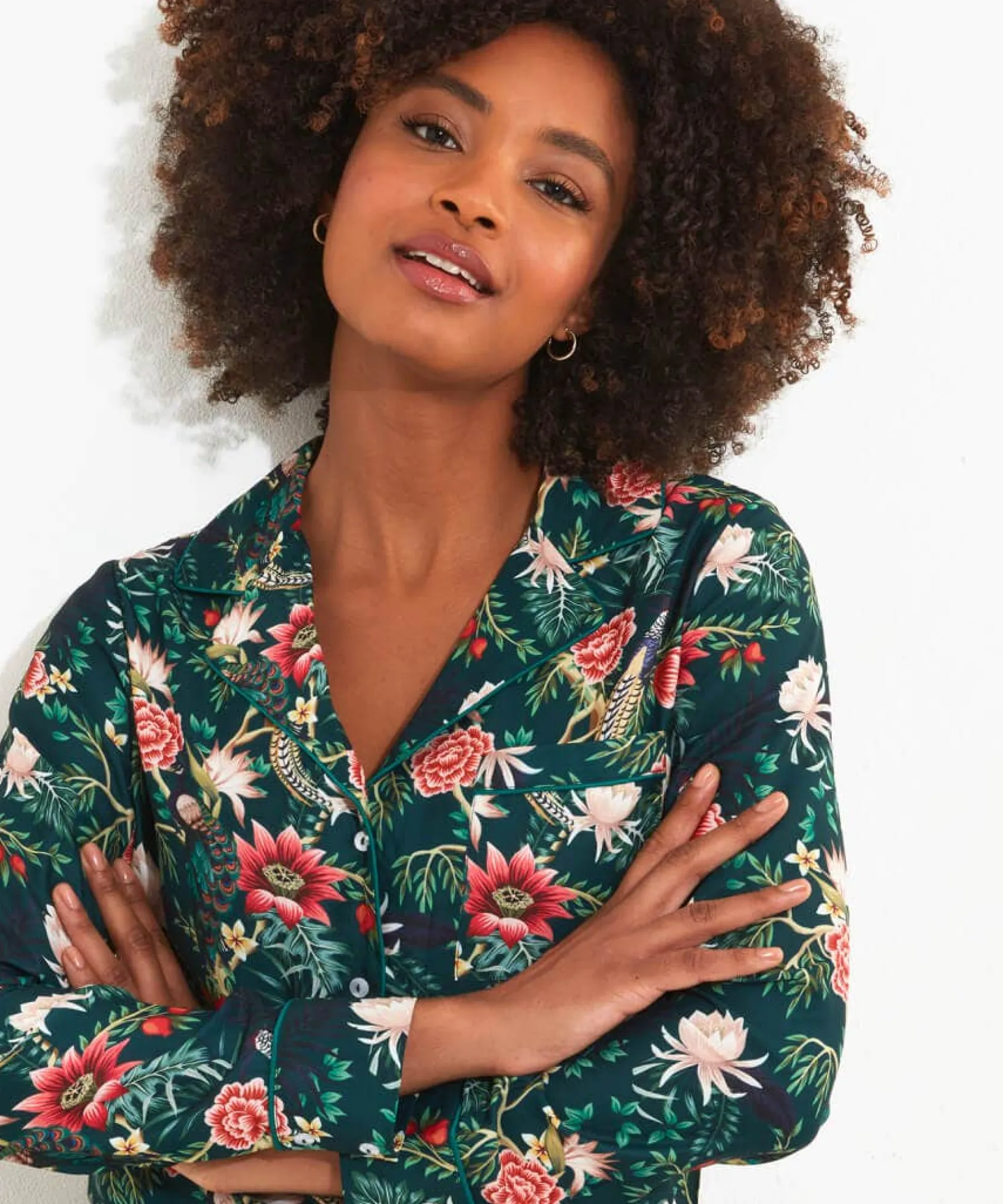 peacock_print_pyjama_top_4.webp Pyjamas & Loungewear | Gifts | Sale Pyjamas & Loungewear | Sale Tops, Tunics & Blouses | Women's | Women's | Women's | Women's Joe Browns Print Pyjama Top Peacock