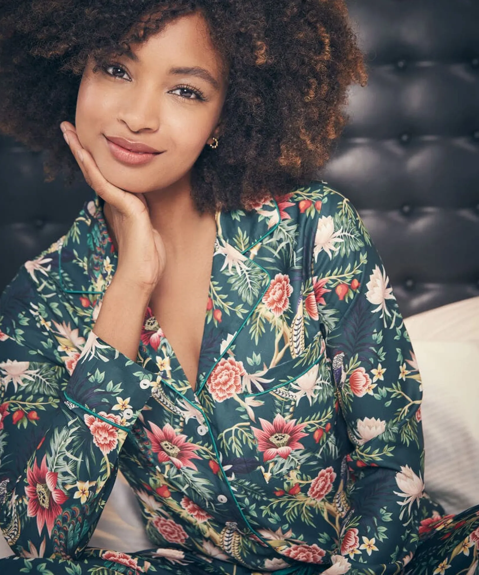 peacock_print_pyjama_top_5.webp Pyjamas & Loungewear | Gifts | Sale Pyjamas & Loungewear | Sale Tops, Tunics & Blouses | Women's | Women's | Women's | Women's Joe Browns Print Pyjama Top Peacock