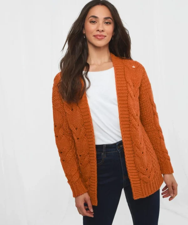 Cardigans & Coatigans | Sale Knitwear & Jumpers | Top Picks | Women's Joe Browns Perfect Slouchy Cardigan Burnt Orange / Black