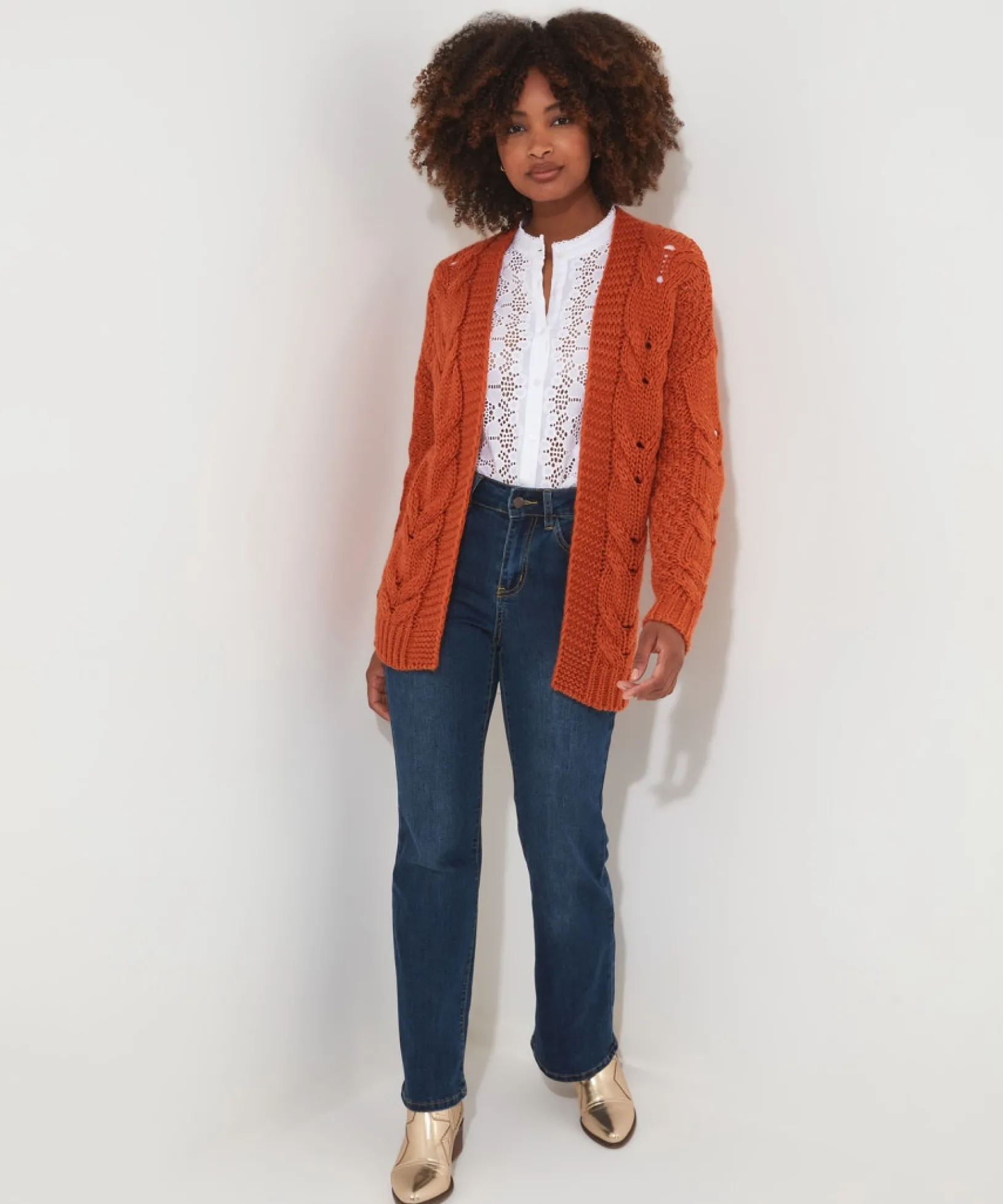 perfect_slouchy_cardigan_3.webp Cardigans & Coatigans | Sale Knitwear & Jumpers | Top Picks | Women's Joe Browns Perfect Slouchy Cardigan Burnt Orange / Black