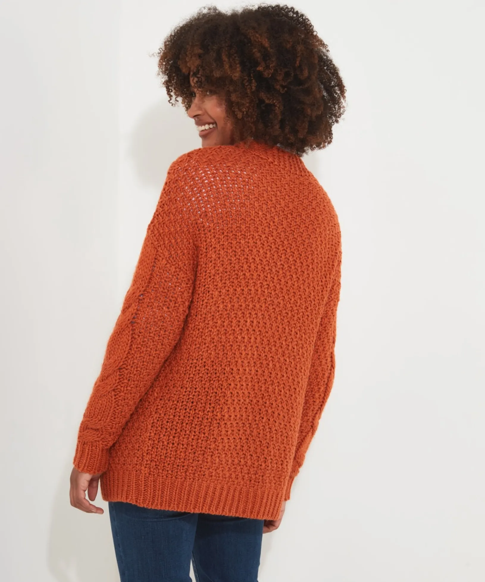 perfect_slouchy_cardigan_4.webp Cardigans & Coatigans | Sale Knitwear & Jumpers | Top Picks | Women's Joe Browns Perfect Slouchy Cardigan Burnt Orange / Black