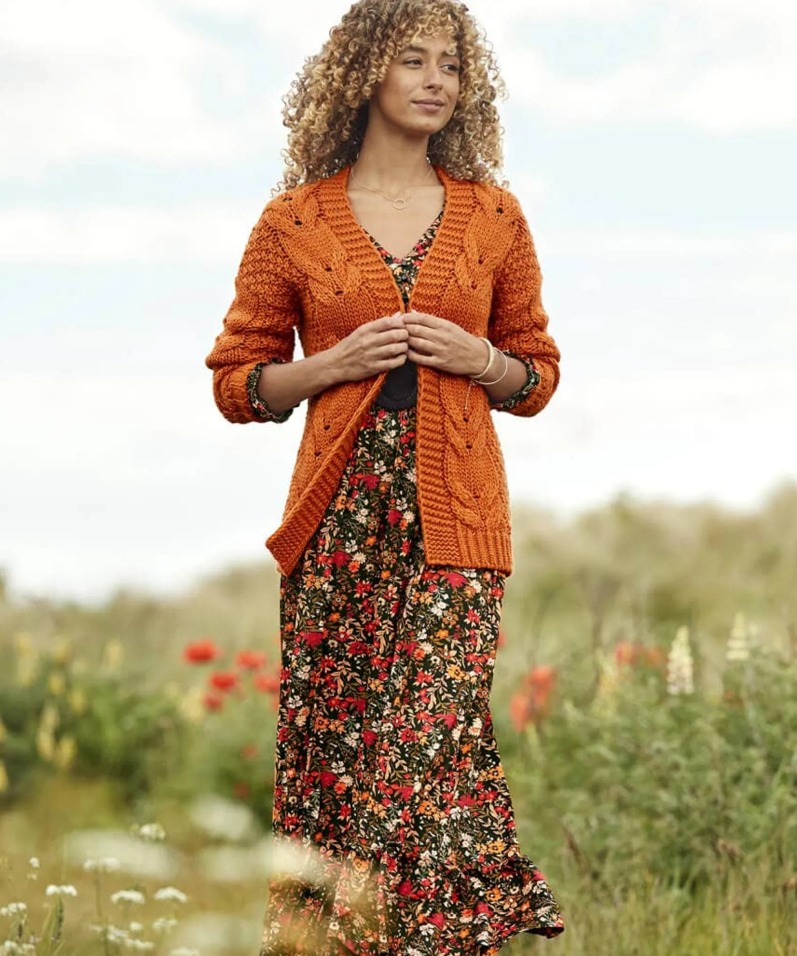 perfect_slouchy_cardigan_5.webp Cardigans & Coatigans | Sale Knitwear & Jumpers | Top Picks | Women's Joe Browns Perfect Slouchy Cardigan Burnt Orange / Black