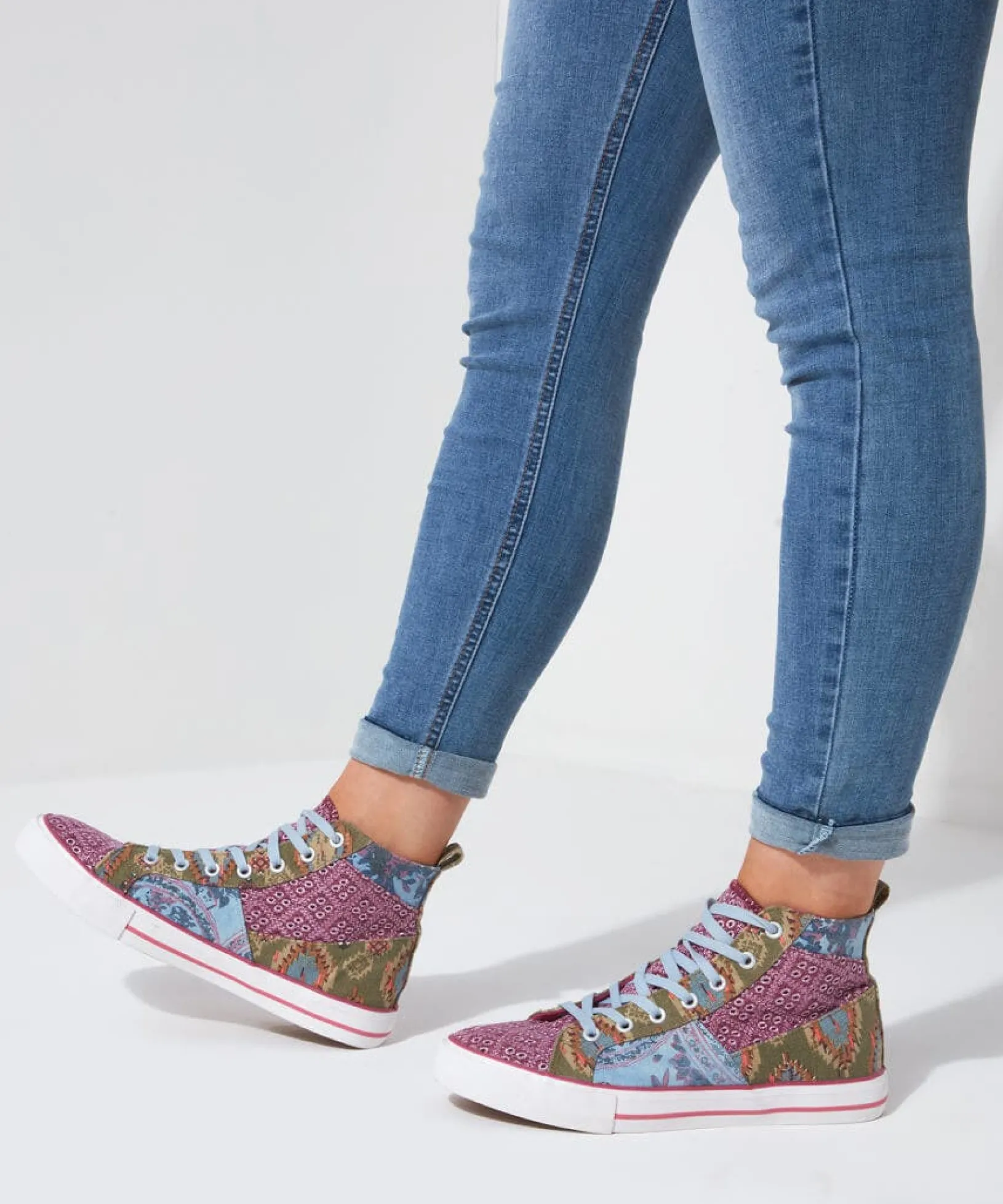 perfection_patchwork_high_1.webp Sale Boots & Shoes | Women's Joe Browns Perfection Patchwork High Tops Multi