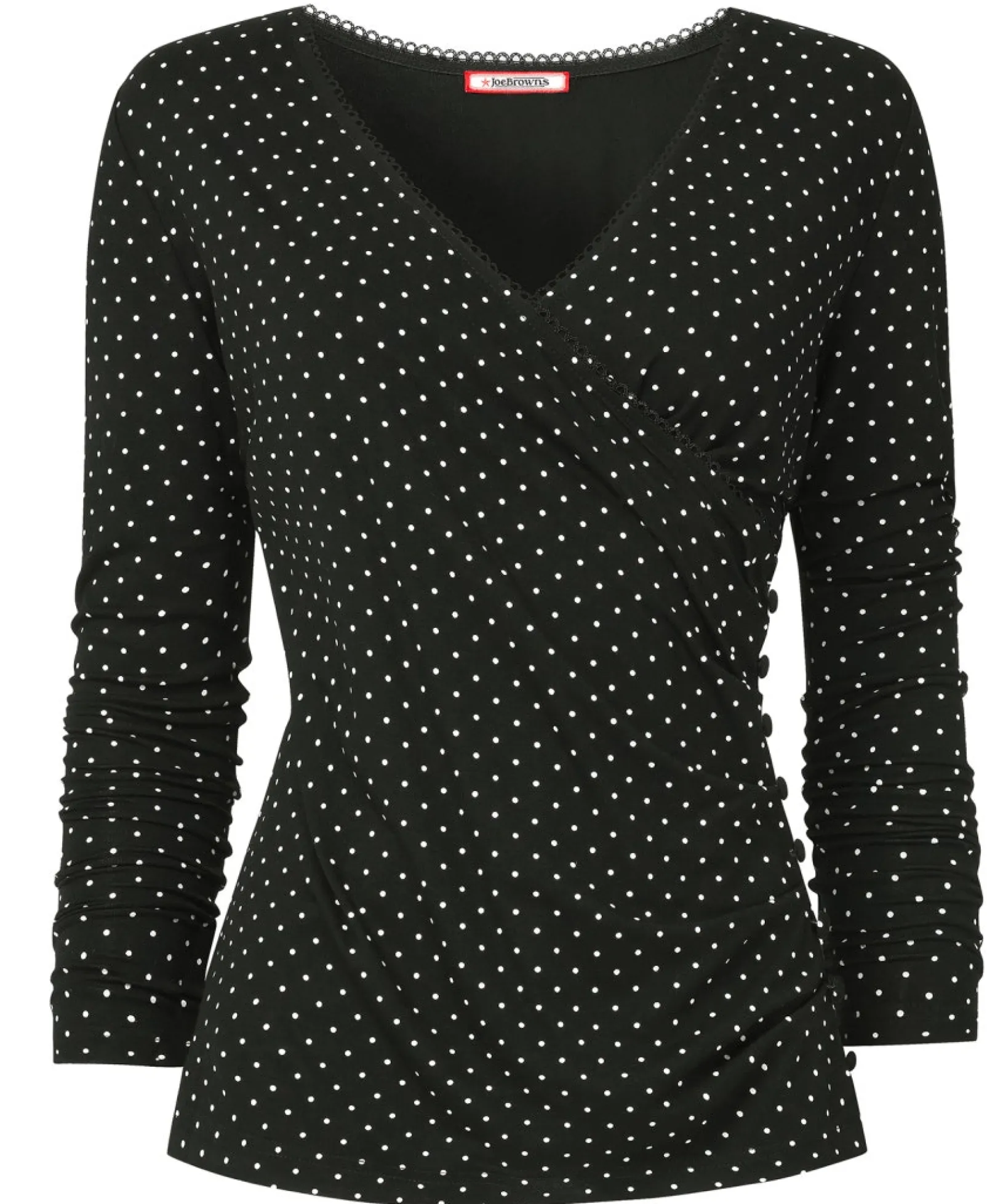 perfectly_polka_dot_jerse_1.webp Shop Women's Collection | Tops, Tunics & Blouses | Sale Tops, Tunics & Blouses | Top Picks | Women's | Women's Joe Browns Perfectly Polka Dot Jersey Top Black