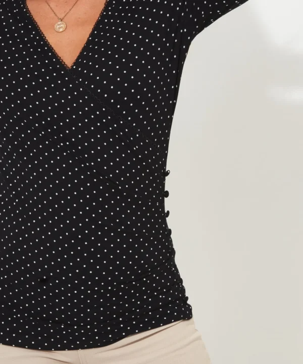 Shop Women's Collection | Tops, Tunics & Blouses | Sale Tops, Tunics & Blouses | Top Picks | Women's | Women's Joe Browns Perfectly Polka Dot Jersey Top Black