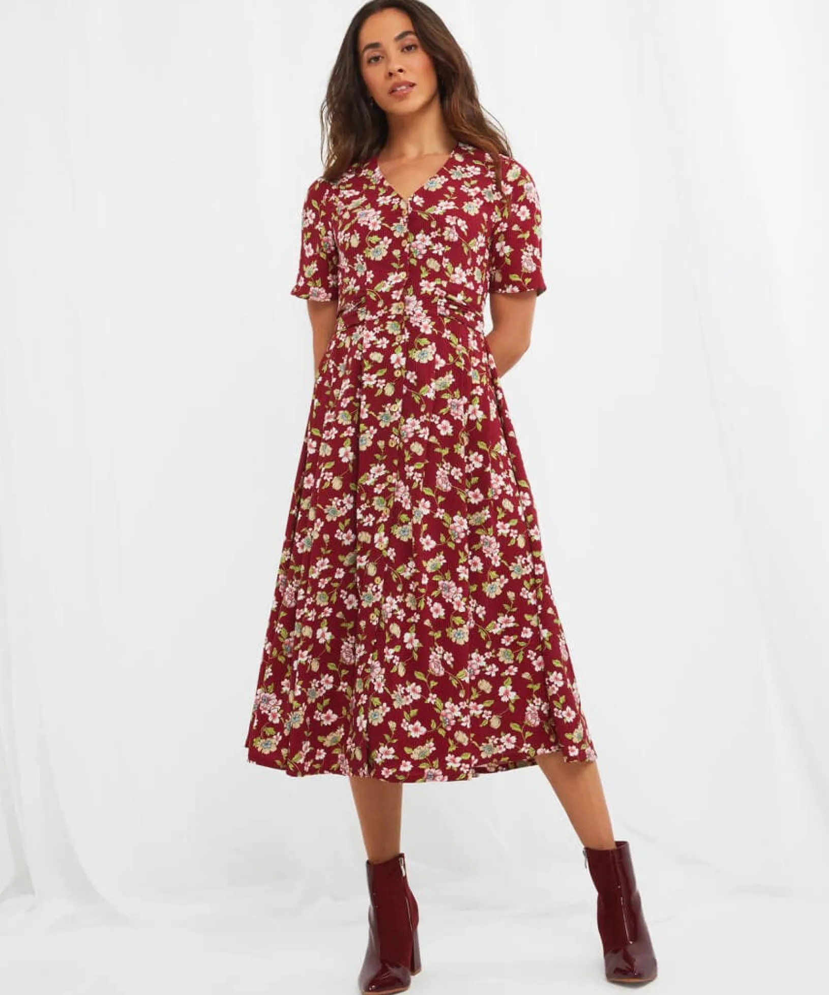 perfectly_pretty_tea_dres_0.webp Sale Dresses | Women's Joe Browns Perfectly Pretty Tea Dress Red