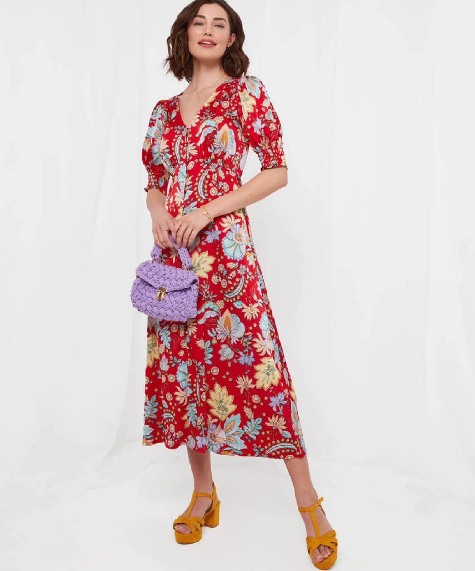 poppy_floral_dress_0.webp Sale Dresses | Women's Joe Browns Poppy Floral Dress Red