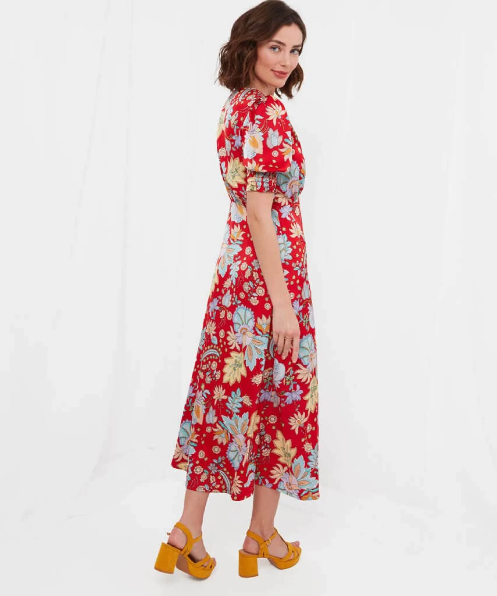 poppy_floral_dress_3.webp Sale Dresses | Women's Joe Browns Poppy Floral Dress Red