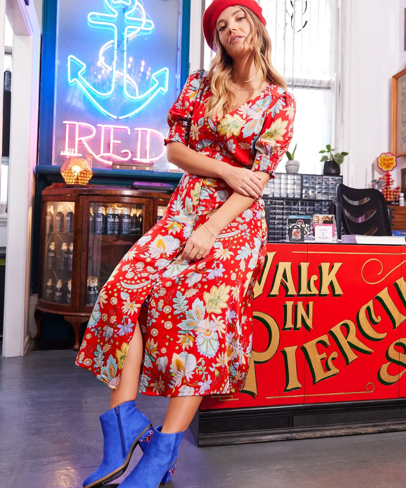 poppy_floral_dress_5.webp Sale Dresses | Women's Joe Browns Poppy Floral Dress Red