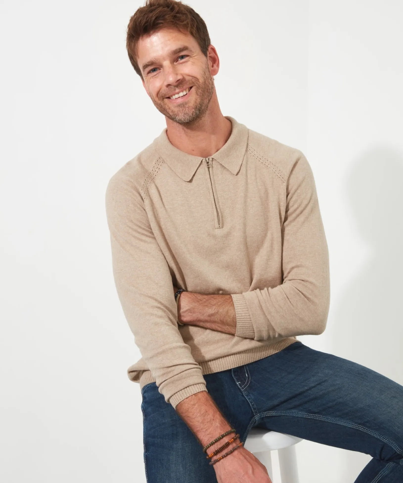 premium_knitted_polo_0.webp Shop Men's Collection | Knitwear & Jumpers | Sale Knitwear & Jumpers | Top Picks | Men,s | Men,s Joe Browns Premium Knitted Polo Oatmeal