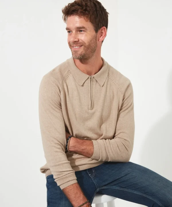 Shop Men's Collection | Knitwear & Jumpers | Sale Knitwear & Jumpers | Top Picks | Men,s | Men,s Joe Browns Premium Knitted Polo Oatmeal