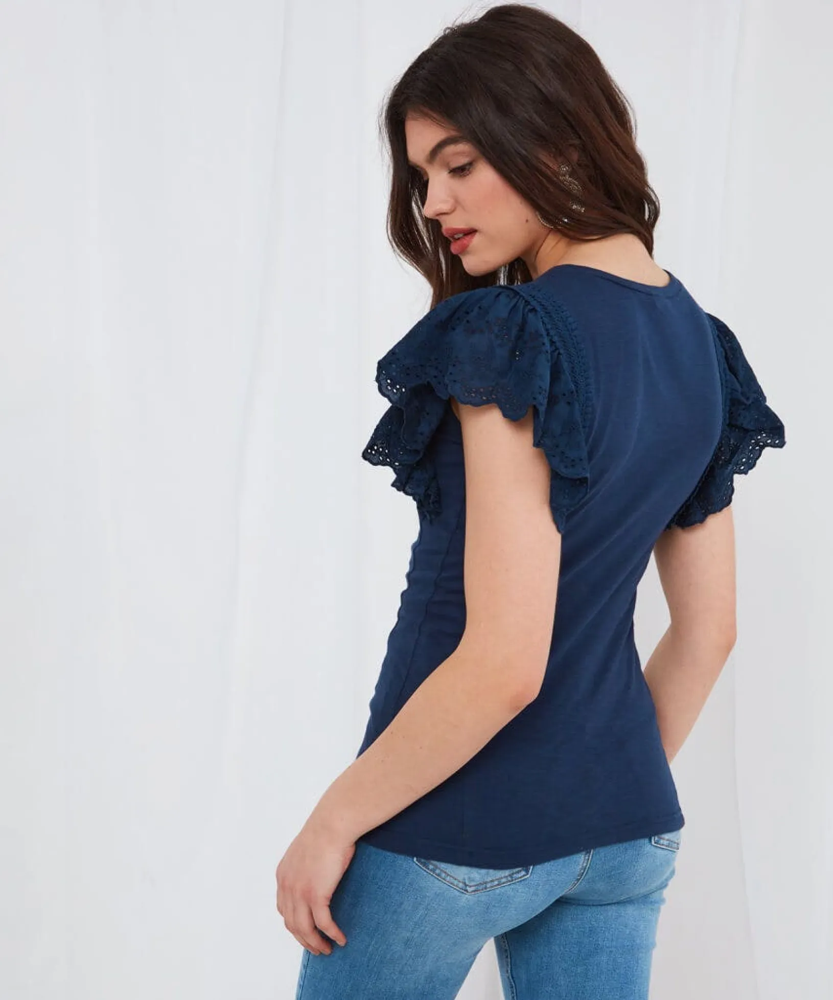 pretty_broderie_top_4.webp Sale Tops, Tunics & Blouses | Women's Joe Browns Pretty Broderie Top Navy / Pink / White
