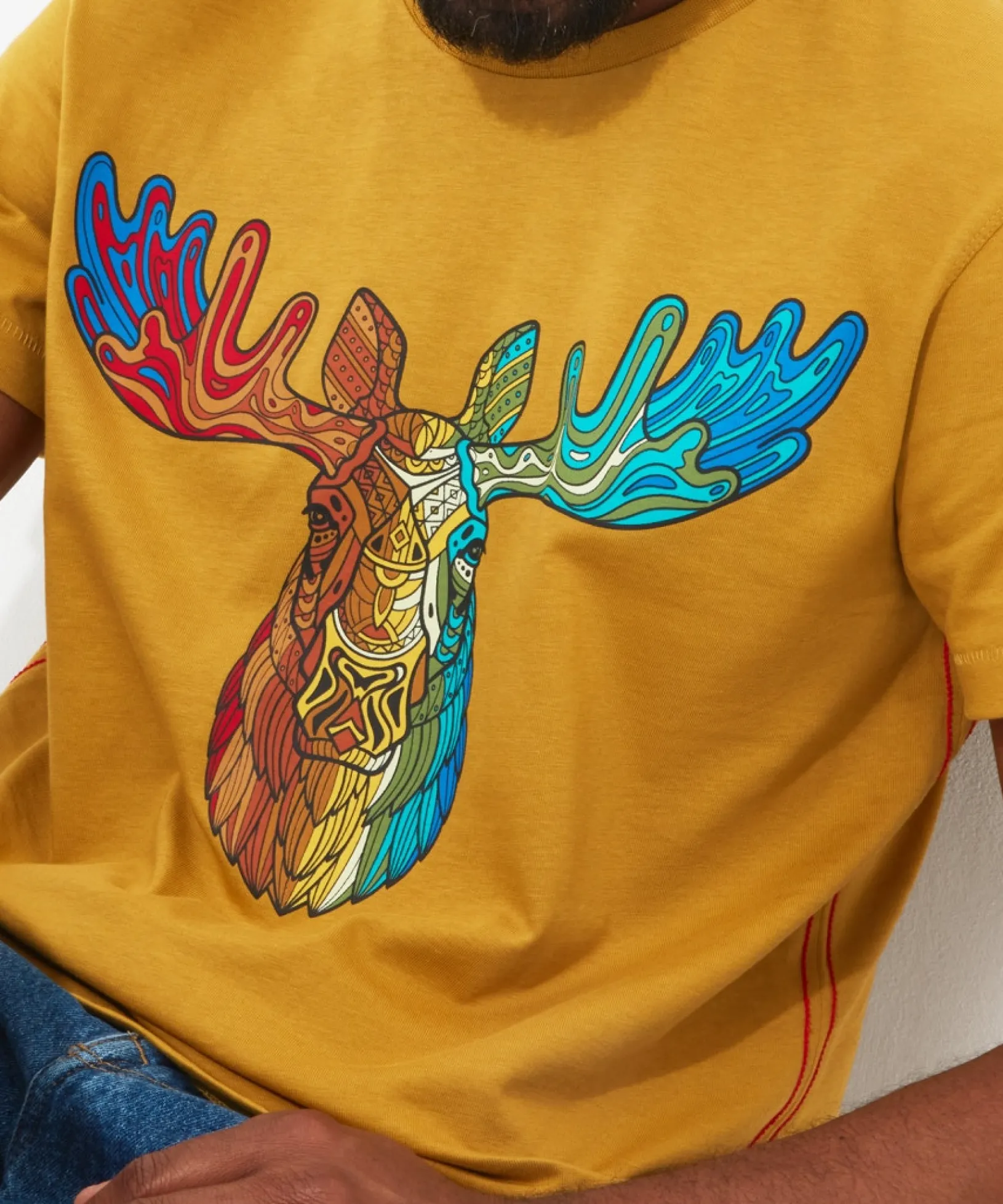 rainbow_stag_tee_4.webp Shop Men's Collection | Graphic T-Shirts | Tops & T-Shirts | Sale Tops & T-Shirts | Top Picks | Top Picks | Men,s | Men,s Joe Browns Rainbow Stag Tee Ochre