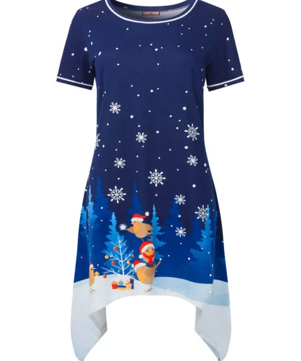 Half Price Christmas Styles | Sale Pyjamas & Loungewear | Women's | Women's Joe Browns Rocking Robin Nightie Navy