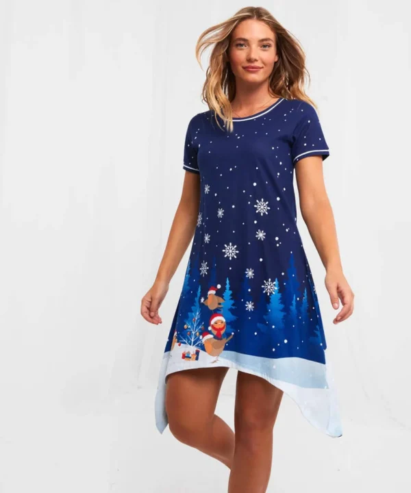 Half Price Christmas Styles | Sale Pyjamas & Loungewear | Women's | Women's Joe Browns Rocking Robin Nightie Navy