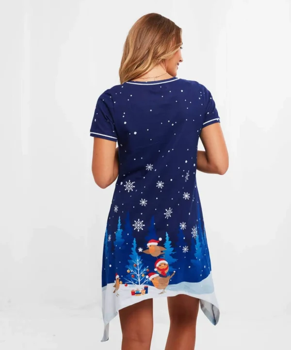 Half Price Christmas Styles | Sale Pyjamas & Loungewear | Women's | Women's Joe Browns Rocking Robin Nightie Navy