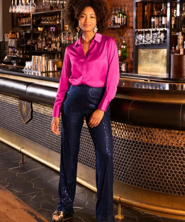 Shop Women's Collection | Occasion Outfits | Jeans & Trousers | Sale Jeans & Trousers | Top Picks | Top Picks | Women's | Women's Joe Browns Sassy Sequin Trousers Blue