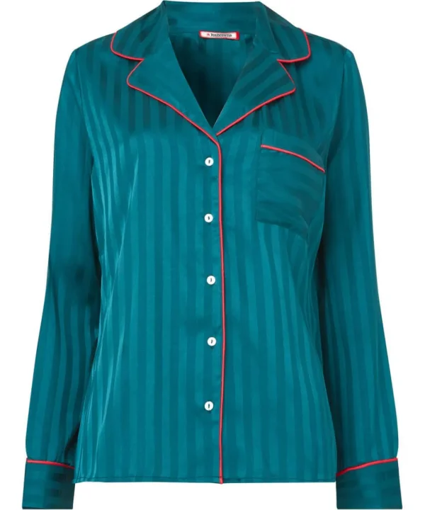 Pyjamas & Loungewear | Gifts | Sale Pyjamas & Loungewear | Sale Tops, Tunics & Blouses | Women's | Women's | Women's | Women's Joe Browns Satin Stripe Pyjama Top Teal
