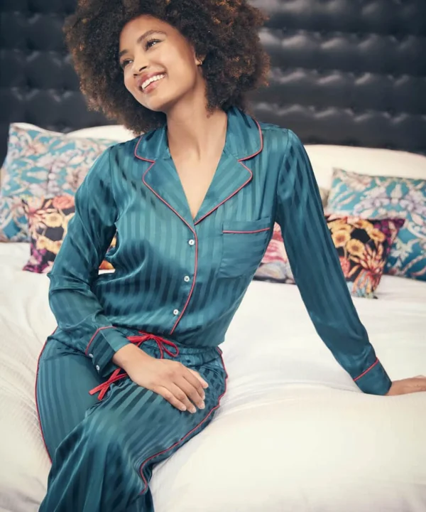 Pyjamas & Loungewear | Gifts | Sale Pyjamas & Loungewear | Sale Tops, Tunics & Blouses | Women's | Women's | Women's | Women's Joe Browns Satin Stripe Pyjama Top Teal