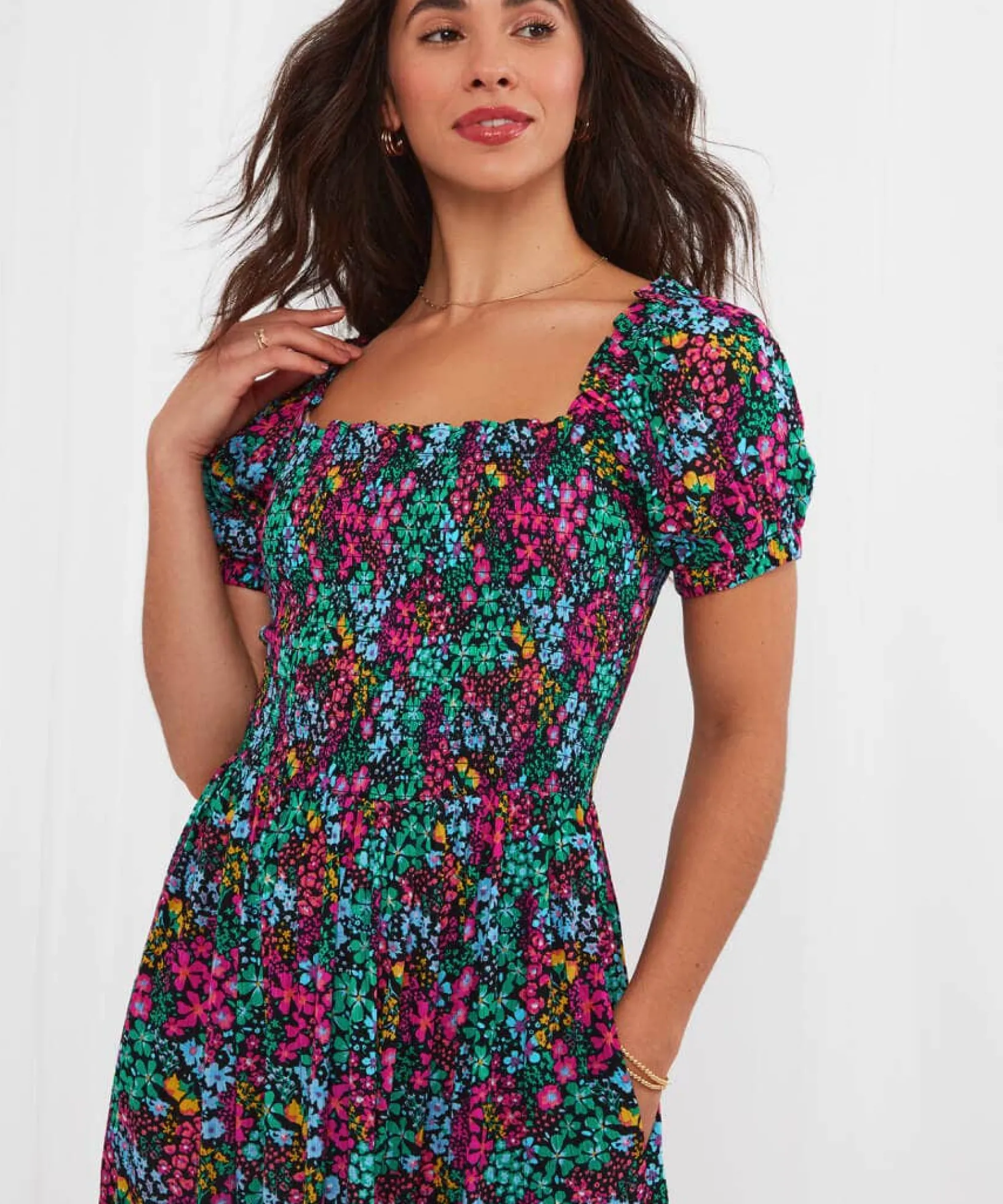 serena_shirred_boho_dress_4.webp Sale Dresses | Women's Joe Browns Serena Shirred Boho Dress Multi