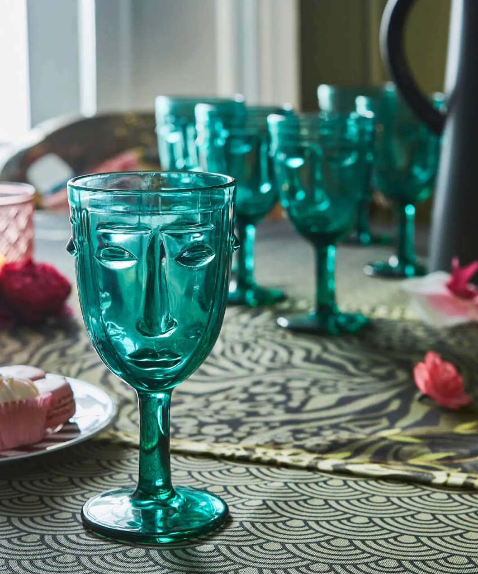 set_of__deco_face_wine_gl_0.webp Kitchen | Home Joe Browns Set Of 6 Deco Face Wine Glasses Green