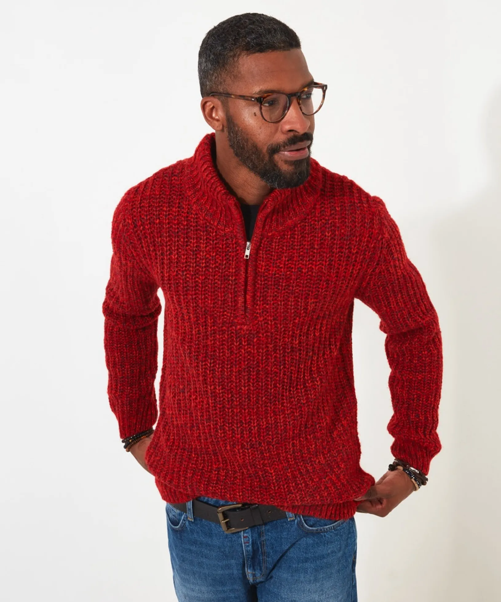 shore_funnel_knit_0.webp Shop Men's Collection | Layering Essentials | Knitwear & Jumpers | Top Picks | Men,s | Men,s Joe Browns Shore Funnel Knit Red / Blue / Green