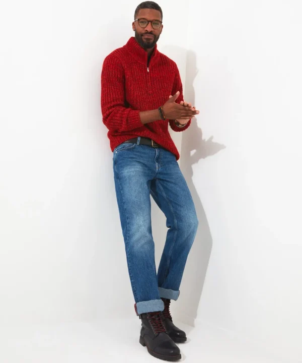 Shop Men's Collection | Layering Essentials | Knitwear & Jumpers | Top Picks | Men,s | Men,s Joe Browns Shore Funnel Knit Red / Blue / Green