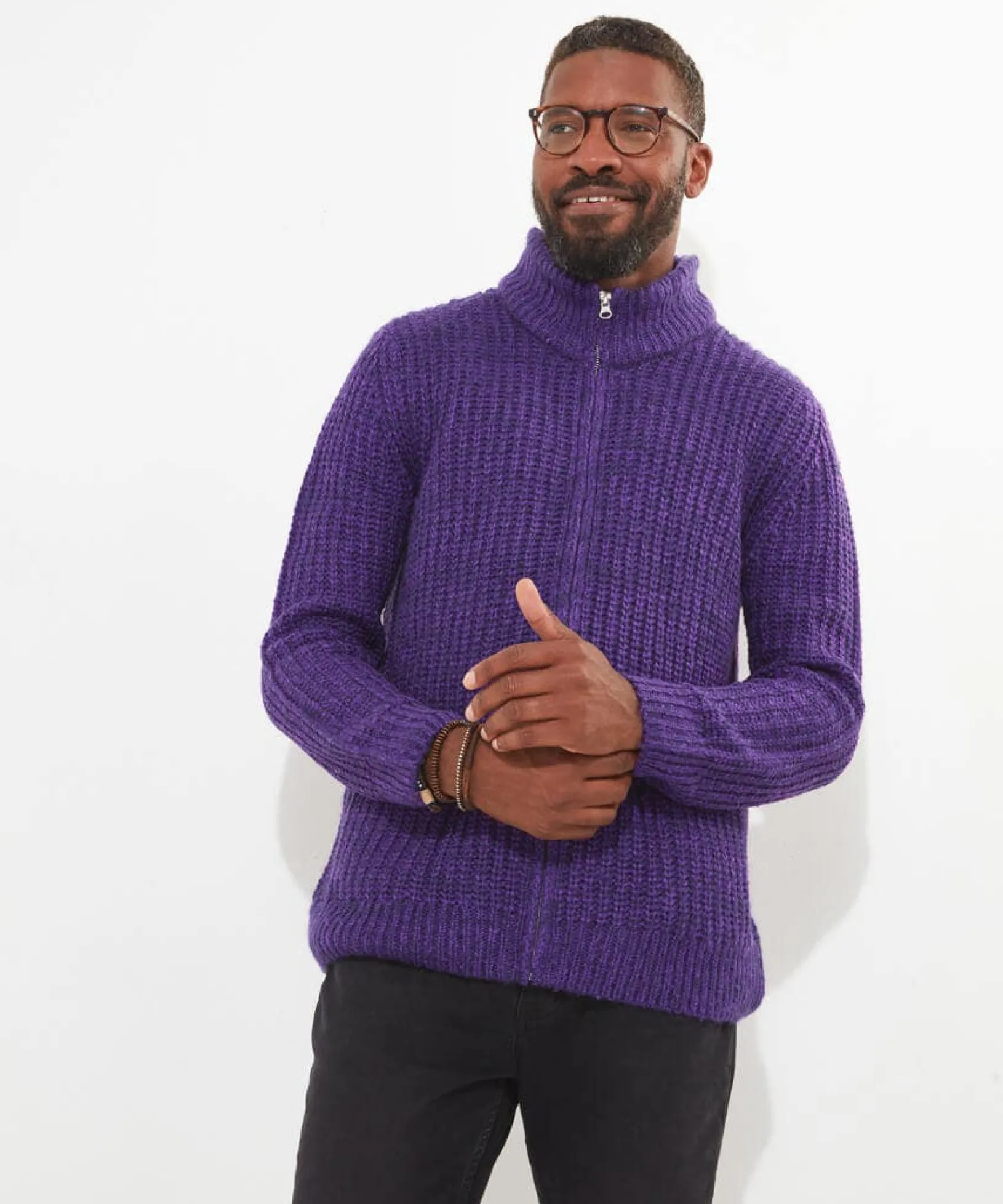 shore_zip_through_knit_0.webp Shop Men's Collection | Knitwear & Jumpers | Sale Knitwear & Jumpers | Top Picks | Men,s | Men,s Joe Browns Shore Zip Through Knit Purple