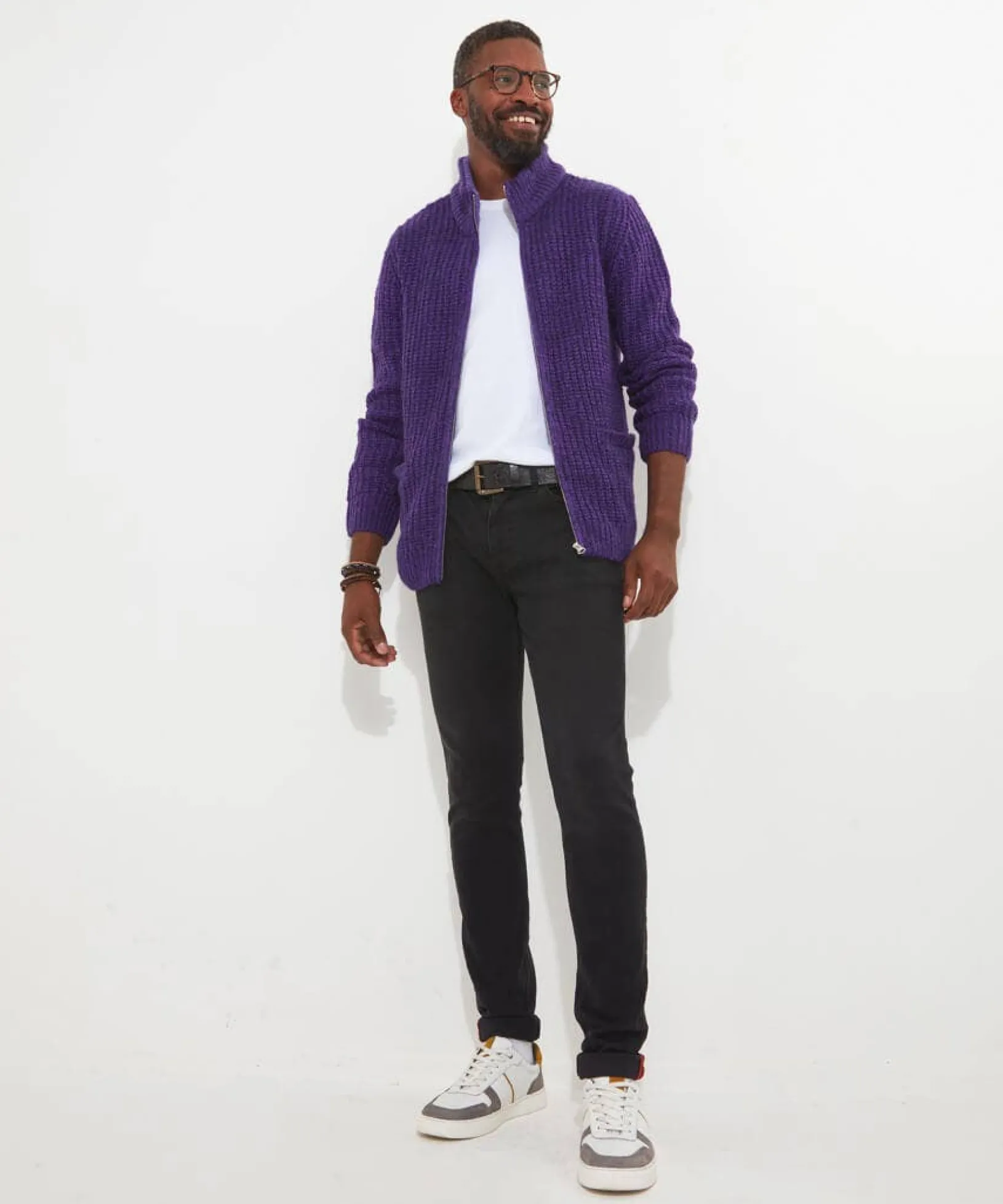 shore_zip_through_knit_2.webp Shop Men's Collection | Knitwear & Jumpers | Sale Knitwear & Jumpers | Top Picks | Men,s | Men,s Joe Browns Shore Zip Through Knit Purple