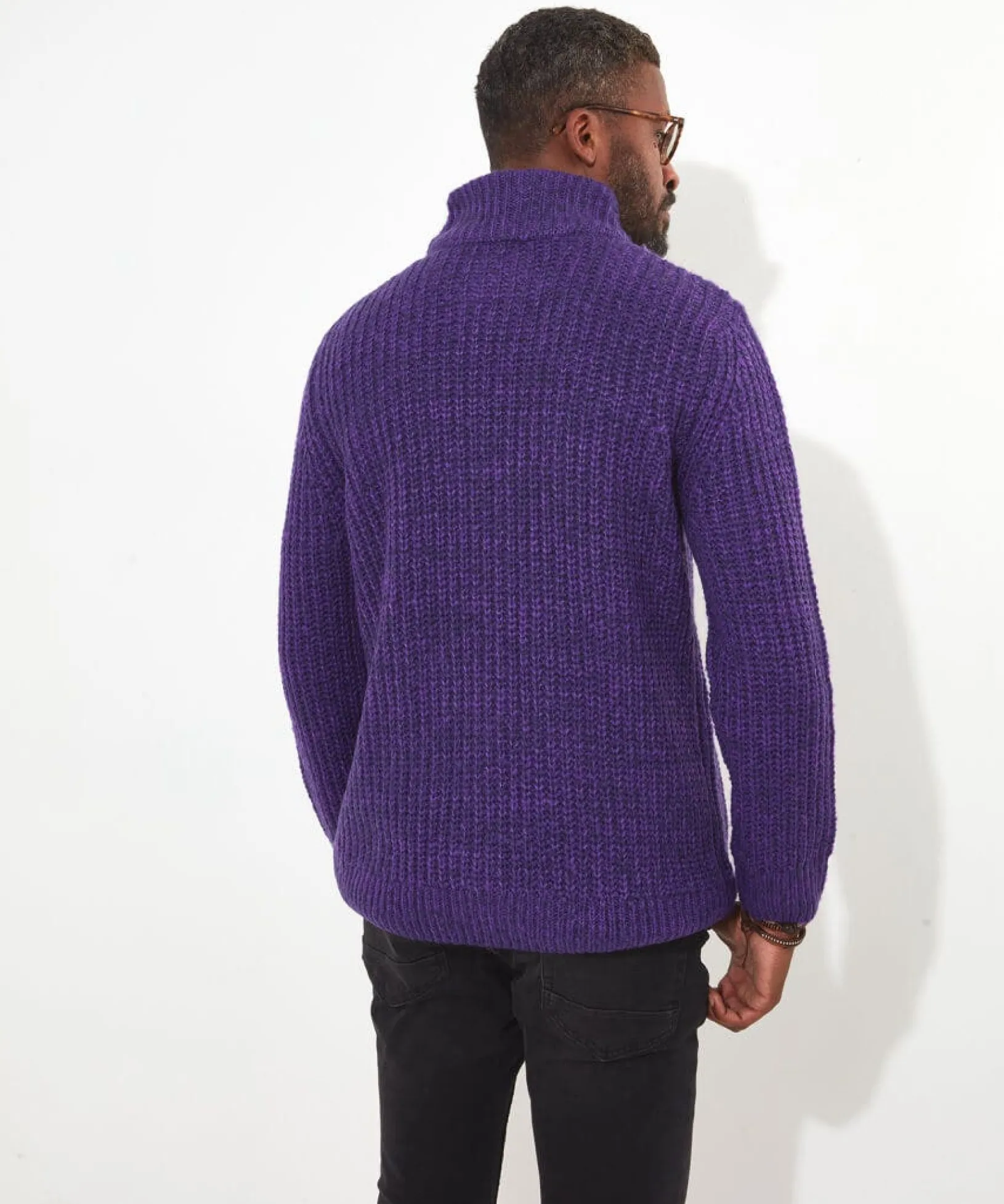 shore_zip_through_knit_3.webp Shop Men's Collection | Knitwear & Jumpers | Sale Knitwear & Jumpers | Top Picks | Men,s | Men,s Joe Browns Shore Zip Through Knit Purple