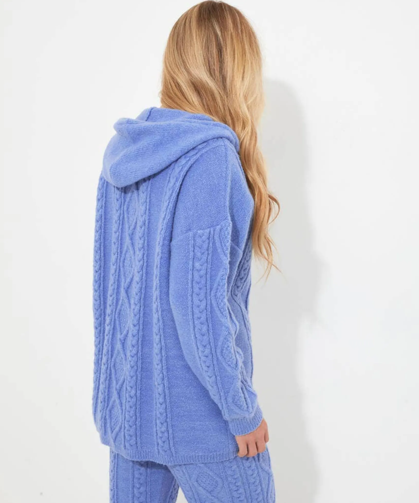 sloe_joes_cable_knit_hood_4.webp Shop Women's Collection | Pyjamas & Loungewear | Gifts | Tops, Tunics & Blouses | Top Picks | Women's | Women's | Women's Joe Browns Sloe Joes Cable Knit Hoody Blue