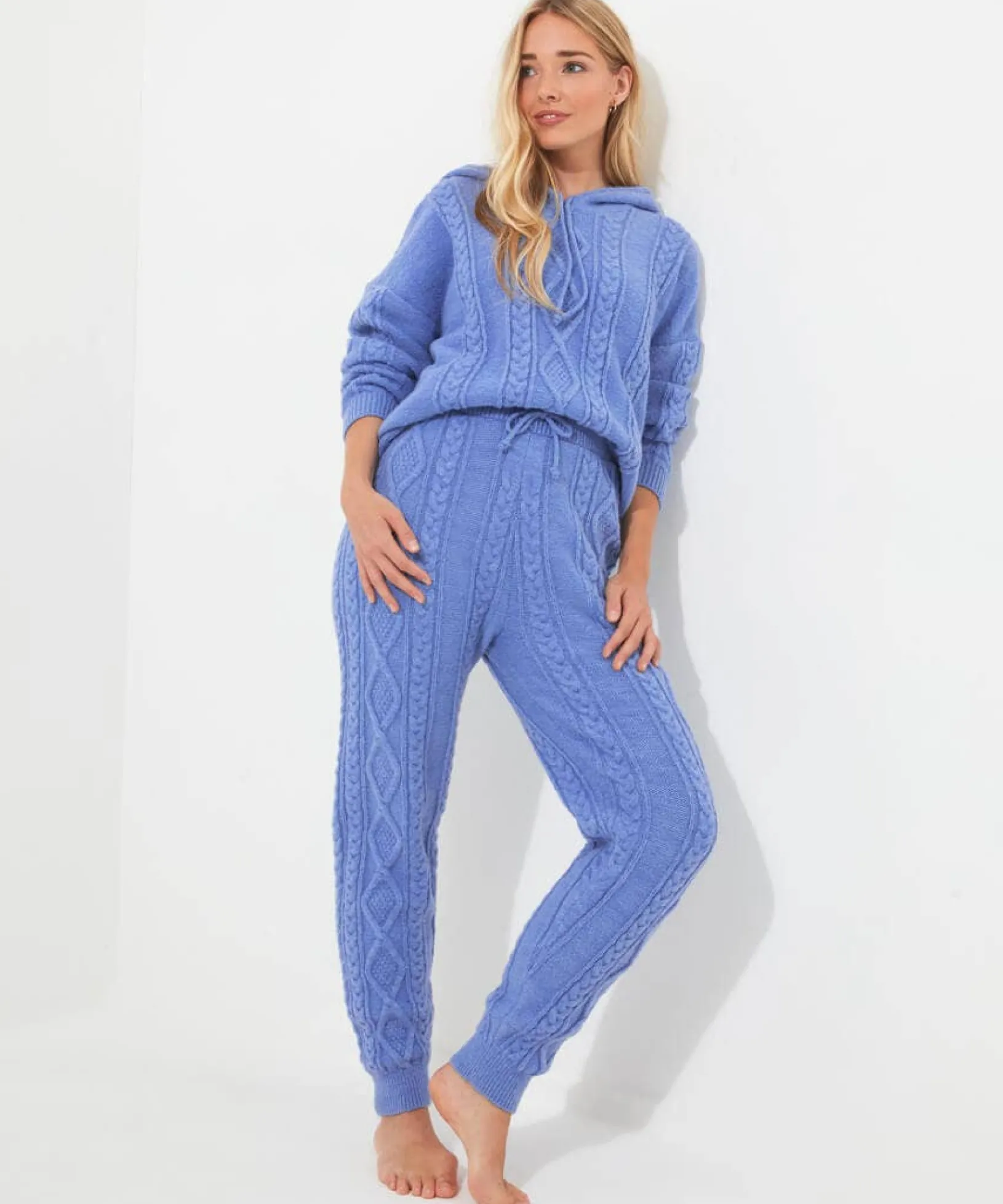 sloe_joes_cable_knit_trou_0.webp Pyjamas & Loungewear | Gifts | Jeans & Trousers | Women's | Women's | Women's Joe Browns Sloe Joes Cable Knit Trousers Blue
