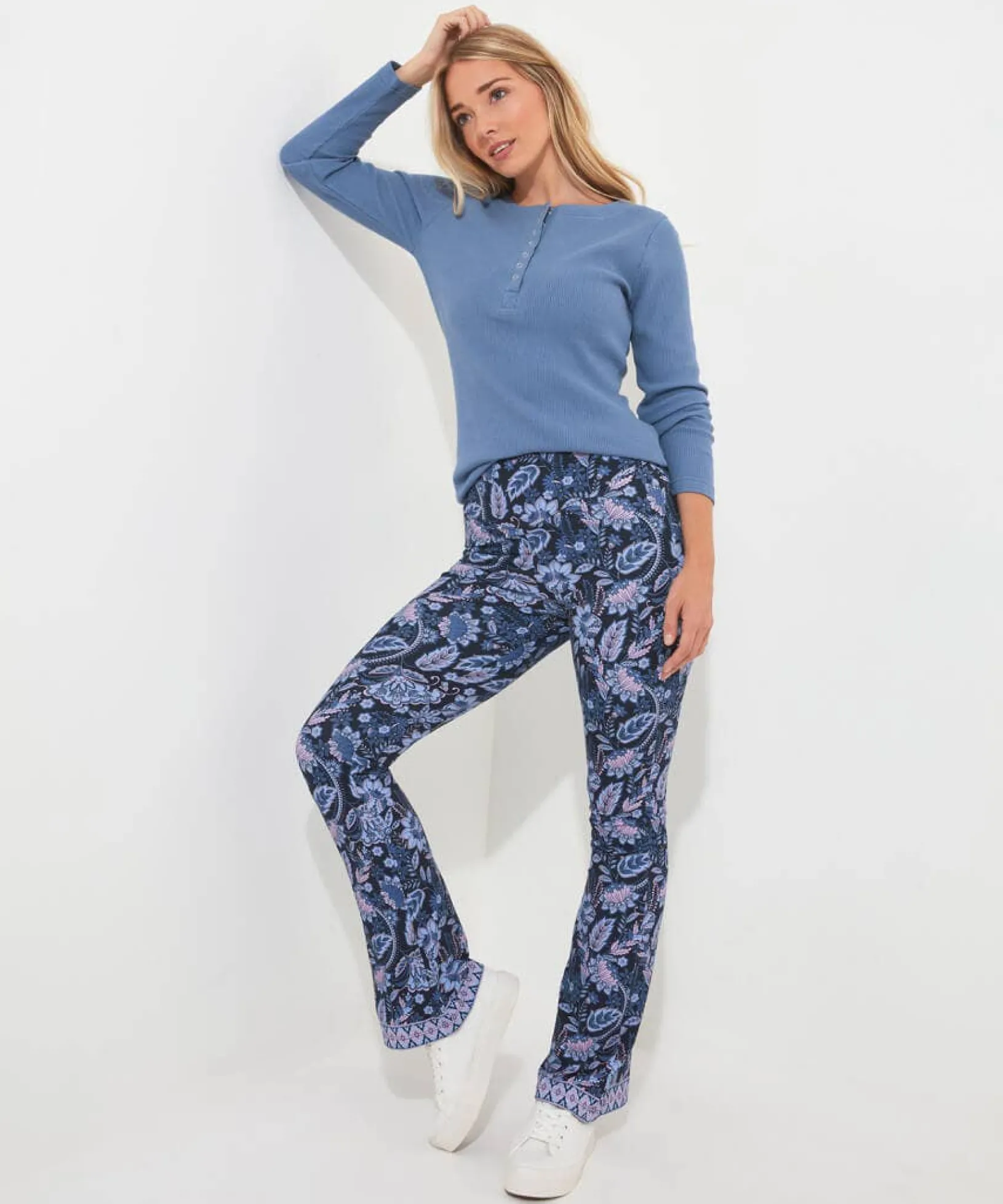 sloe_joes_flared_trousers_3.webp Pyjamas & Loungewear | Gifts | Jeans & Trousers | Women's | Women's | Women's Joe Browns Sloe Joes Flared Trousers Blue