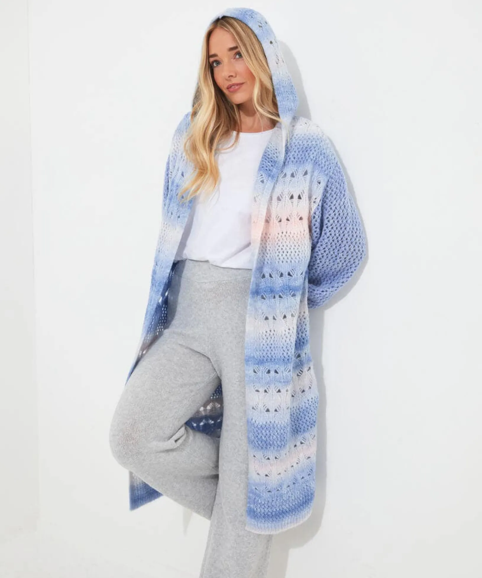 sloe_joes_ombre_knit_long_6.webp Pyjamas & Loungewear | Gifts | Cardigans & Coatigans | Women's | Women's | Top Picks Joe Browns Sloe Joes Ombre Knit Longline Cardigan Blue