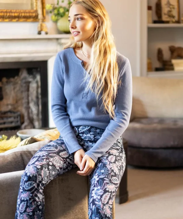 Pyjamas & Loungewear | Gifts | Tops, Tunics & Blouses | Women's | Women's | Women's Joe Browns Sloe Joes Waffle Henley Blue