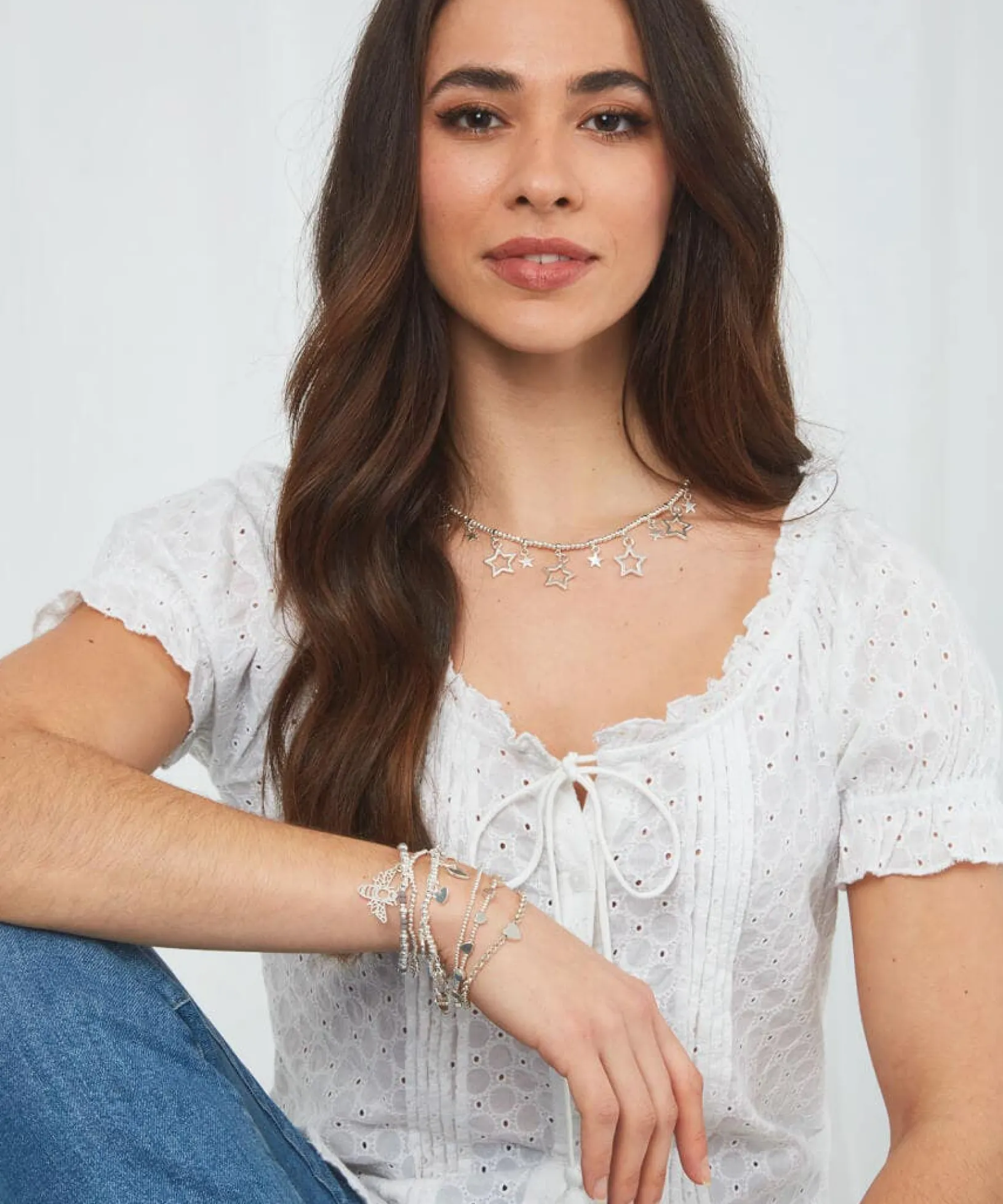 star_gazer_silver_plate_n_2.webp Gifts | Accessories & Jewellery | Women's | Women's Joe Browns Star Gazer Plate Necklace Silver